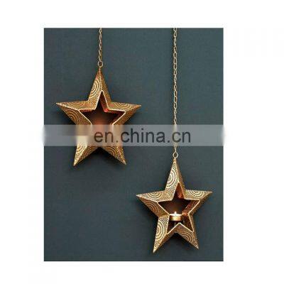 star design golden unique wall hanging tealight holder