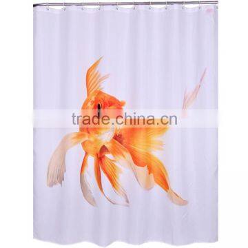 100% Polyester new style goldfish design shower curtains , waterproof shower curtain