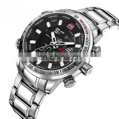 Popular Mens Watches Hot Sale Analogue And Digital Stainless Steel Charm 9093 NAVIFORCE Watch Luxury