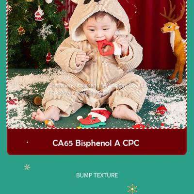 100% Food Grade Bpa Free Christmas Silicone Teethers Wholesale Newborn Teething Toys Christmas Silicone Teether photo-3