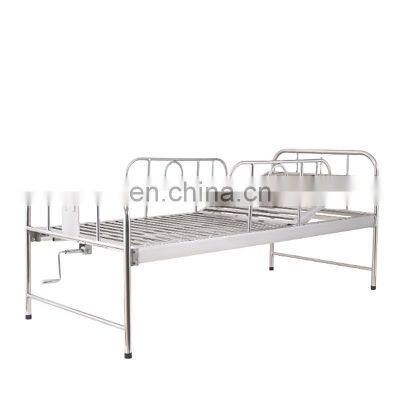 HC-M008 Cost-effective Stainless Steel bed back lefted With metal railing One Crank Manual Medical Hospital Bed for patient