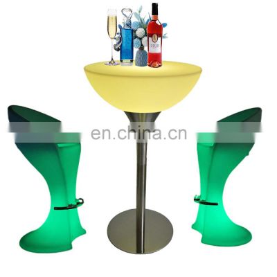 foldable high top cocktail tables /Led PE Light Up Chair for Restaurant Discotheque Pub Used Glowing Bar Table