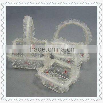 iron wire and lace set of 3 square gift baskets wholesale