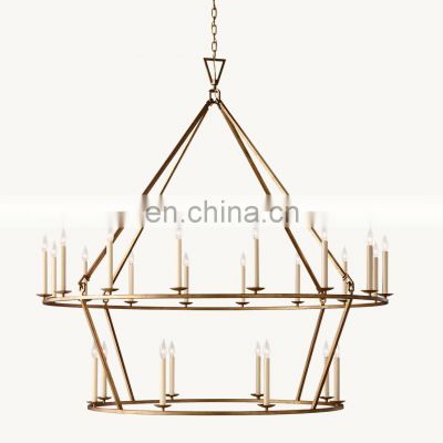 Light home decor loft retro industrial iron art loft style 2 tier chandeliers pendant lamps for home