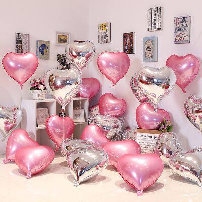 18inch Heart Foil Balloon Rose Gold Silver Pink Blue Mylar Balloon Love Valentine'S Day Blank Ballon Globo Heart Shaped Balloon