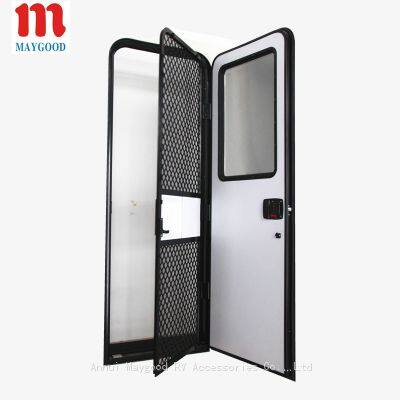 MAYGOOD MG09RD RV Carafvan Trailer Camper Entry Door with a Double Glazing Acrylic Fixed Window with Inner Screen Door