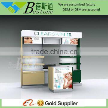 Custom made floor standing wall display shelf for cosmetic shop furniture