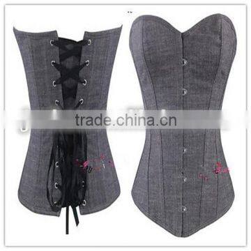 wholesale Junhou brand Denim Corset and Bustier Sexy Woman Corset Top Underbust Corset Waist Cincher