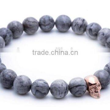 2016 hot sale unisex bracelet skull beads bracelet customized mens accessories