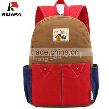 fashion kids Khaki canvas backpack for kids and small children 2016