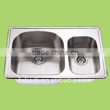 double bowl kitchen apron stainless steel kitchen sink sink HD383588