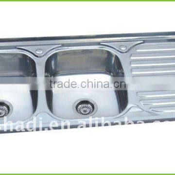 1.2m Double Bowl Stainless Steel Kitchen Sink With Drain Board HD12050A photo-2