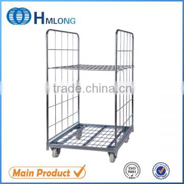 Industrial nesting wire mesh roll cage trolley