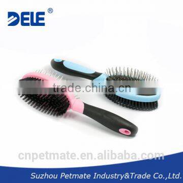 Free samples double-sided pet dog rubber brush metal pin pet brush