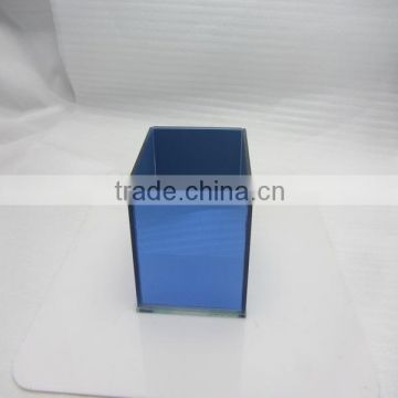 blue glass vase, rectangular glass vase,large glass vase,glass flower vase