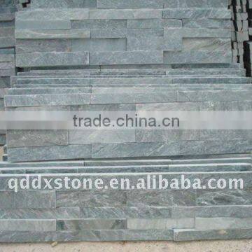 green stacked stone wall cladding tiles