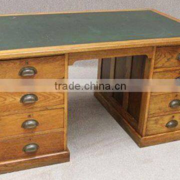 Classic Finished Oak Wooden Office Desk , Writing Desk , Front Office Desk , wooden Desk