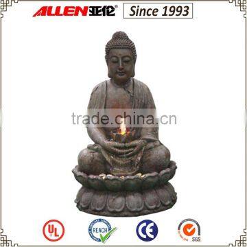 33.5" sitting buddha holding lotus water fountain, fiberglass life size large buddha fountain