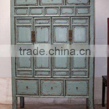 Chinese antique blue wooden wardrobe & cabinet