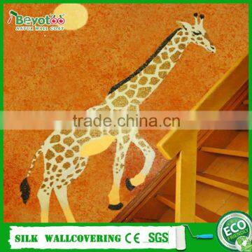 3D giraffe wall coat natural fiber wall covering fireproof wallpaper