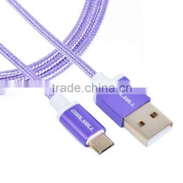 new fashion design wholesale nylon braided micro usb data cable colored micro usb cable