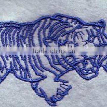 Make A tiger Patch embroidery patches with Iron on backing.