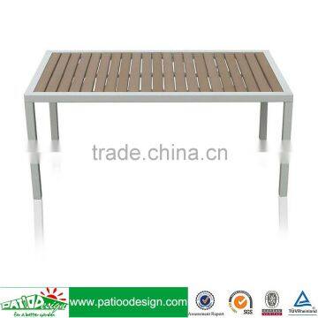 Indoor Outdoor Aluminum Frame Brown Teak Table