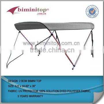 2 bow bimini top aluminum round tube 600D solution dyed polyester