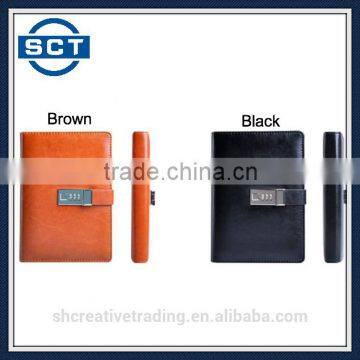 A5 High Quality PU Leather Notebook with Lock Business Notebook Engraved Logo Free