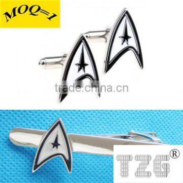 Fashion Stainless Steel Star Trek Cufflink Cuff Link Tie Clip Tie Pin Sets