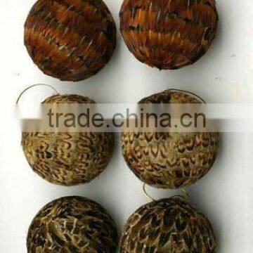 Christmas Ringneck almond feather balls LZJXM00076