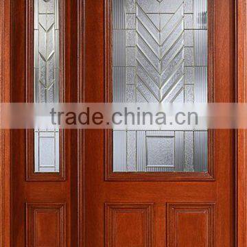 Half Lite Glass Unequal Double Swing Door Designs Exterior DJ-S9113MSO-7