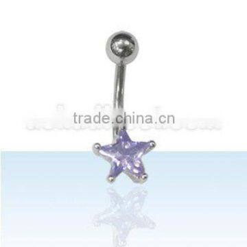 navel ring with Cubic Zirconia star