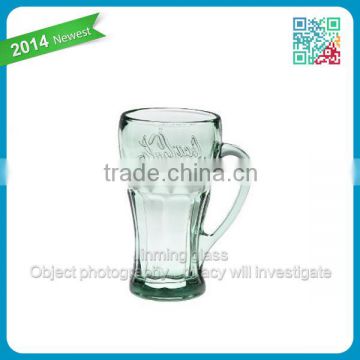 2014 newest 15oz engraved logo cocacola glass crystal tumbler glassware cocacola glass drinking tableware glass with handle