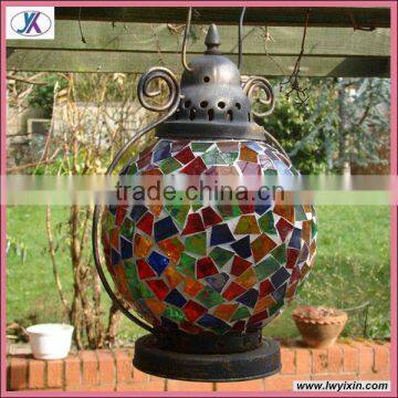 Hanging Tealight Moroccan Style Garden Outdoor Mosaic Glass Candle Lanterns photo-5