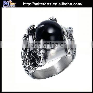 Popular Titanium Black Stone Ring, Antique Gemstone Ring With Black Stone photo-3