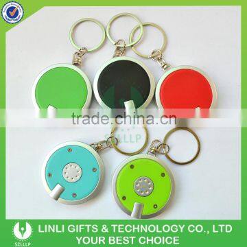 Round Shaped Promotional Plastic Keychains Led Light Torch