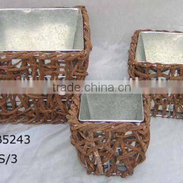 Rattan Zinc Planter