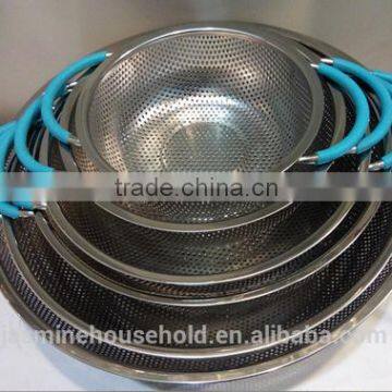 Hot Sell Hot Sell Food Grade Stainless Steel Mesh Strainer & Colander with silicone handle