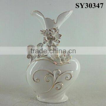 With Liquid Gold Flower Design Ceramic Vase Decoration photo-5