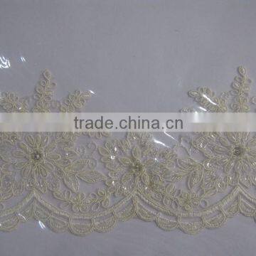 2015 new design fine embroidery french lace trimming for home textiles/100% Polyester Fabric