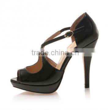 Wholesale summer genuine Leather casual sandals Elegant high heels