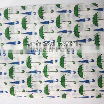 Hand Block Printed Umbrella Design New Indian Jaipuri Printed Fabric