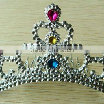 2016 fashion metallic silver plastic tiara comb tiaras and crowns