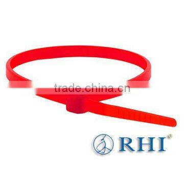 Red plastic cable tie for cable banding