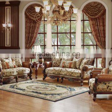 Solid Wood Hand carved Sofa&High End Amercian Sofa &Luxury Unique Carved Sofa Set