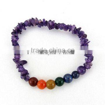 Amethyst Chips Chakra Bracelet