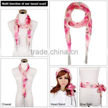 Fashion Romantic Rose Pattern Scarf,soft Polyster Scarf photo-6