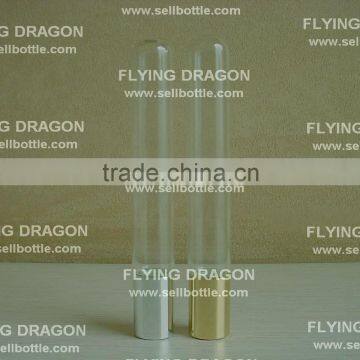 15ml long thin slender round bottom roll on glass bottle with shiny golden aluminium cap