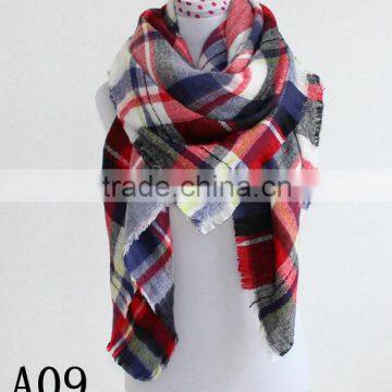 Lady Blanket black red Plaid Checked Oversized Plaid Scarf